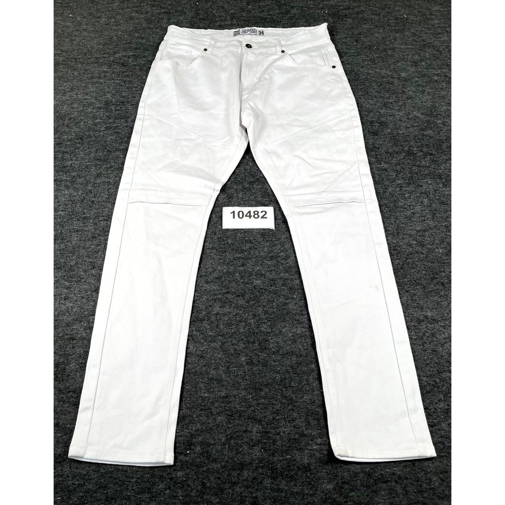 GS-115 Straight Jeans Mens 34 White Denim Cotton Stretch Slim Fit Streetwear
